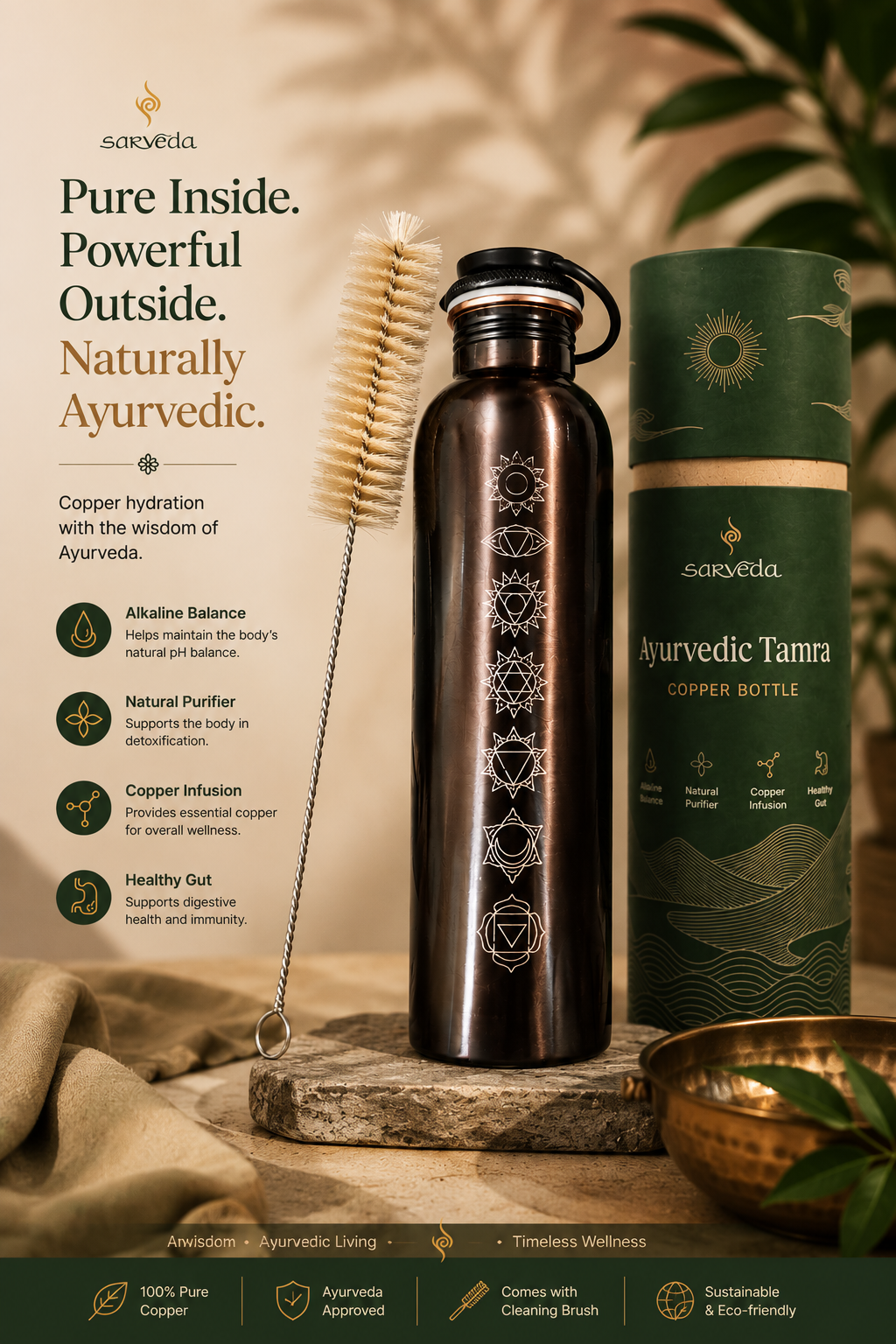 Chakra Flow - Pure Copper Water Bottle