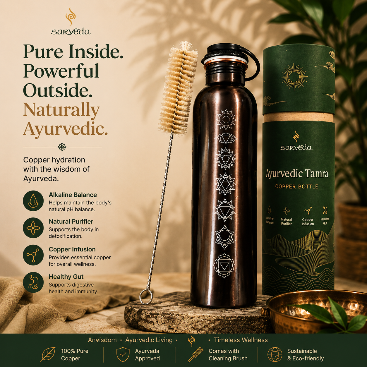 Chakra Flow - Pure Copper Water Bottle