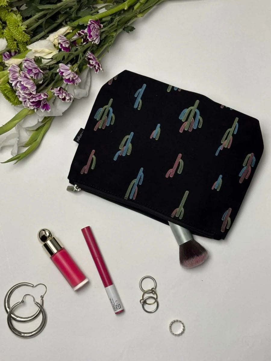 Makeup Pouch for Girls, Canvas Cosmetic Pouch | CactiVerse
