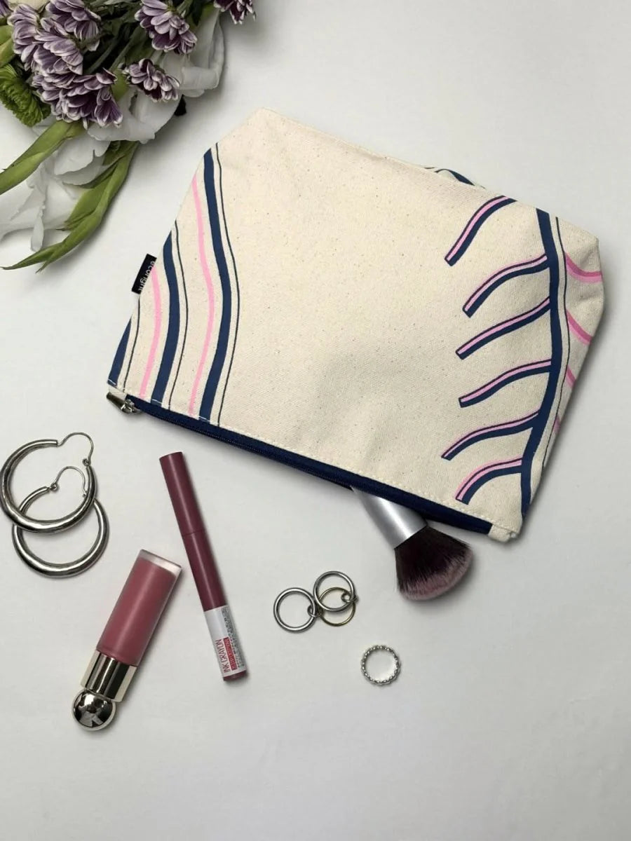 Makeup Pouch for Girls, Canvas Cosmetic Pouch | Rear Leaf