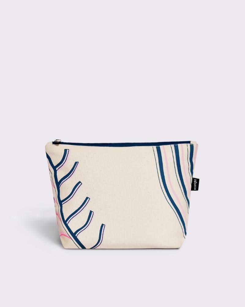 Makeup Pouch for Girls, Canvas Cosmetic Pouch | Rear Leaf