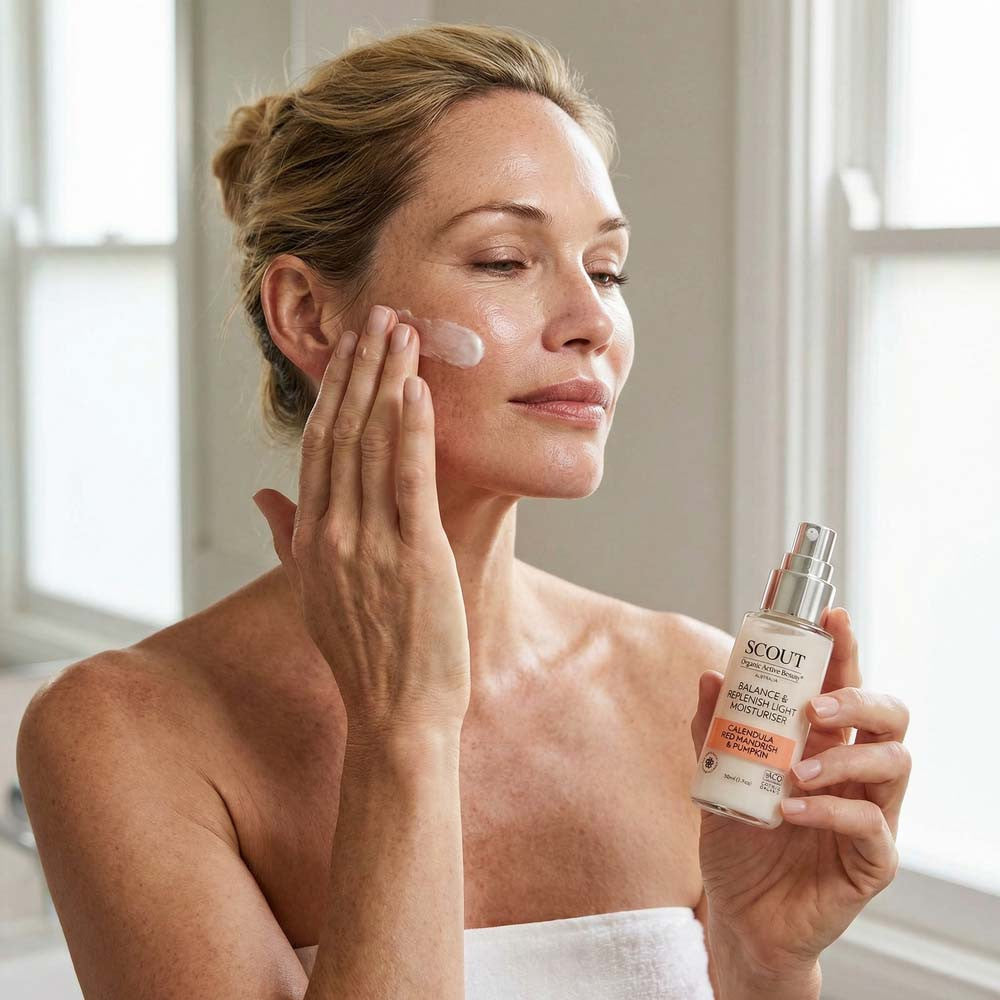 SCOUT Organic Active Beauty Balance & Replenish Light Moisturiser With Calendula, Red Mandarin & Pumpkin