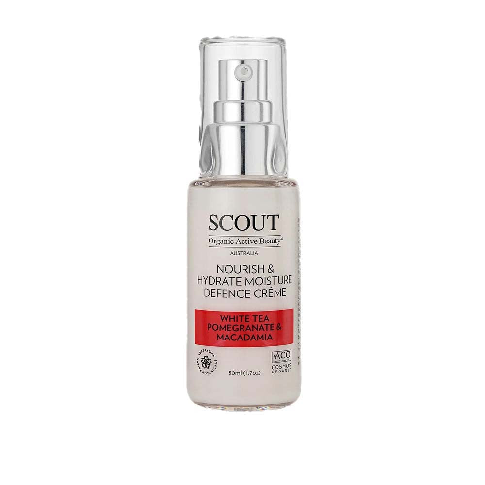 SCOUT Organic Active Beauty Nourish & Hydrate Moisture Defense Moisturizer Creme With White Tea, Pomegranate And Macadamia