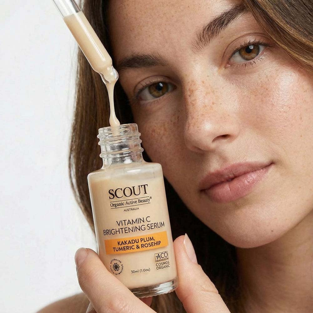 SCOUT Organic Active Beauty Vitamin C Brightening & Lightening Face Serum With Kakadu Plum, Turmeric & Rosehip