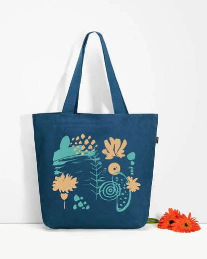 Abstract Bloom | Large Canvas Tote Bag for Women, Tote Handbags for Women with Zipper & Inner Pocket for College, Shopping, Office