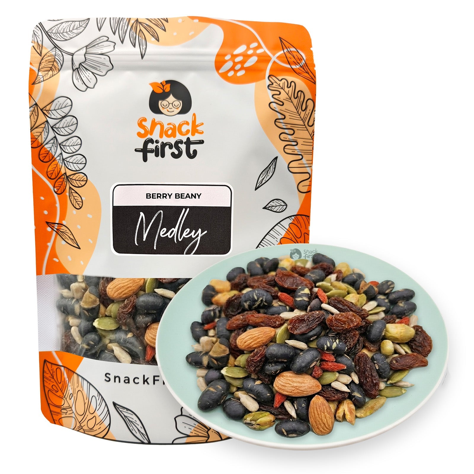 Berry Beany Medley (Black Beans, Black Raisins, Pumpkin & Sunflower Seeds, Goji Berries, Almonds) 200g