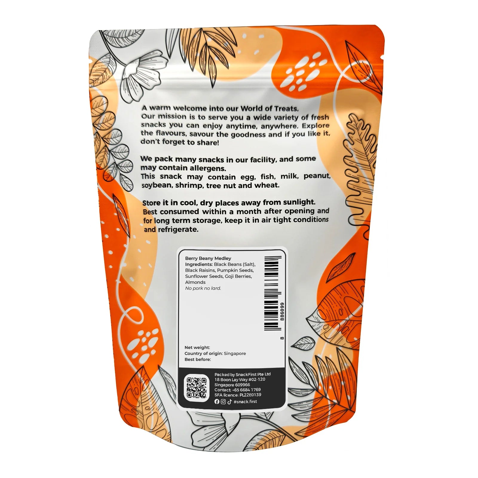 Berry Beany Medley (Black Beans, Black Raisins, Pumpkin & Sunflower Seeds, Goji Berries, Almonds) 200g