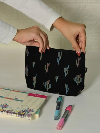 Makeup Pouch for Girls, Canvas Cosmetic Pouch | CactiVerse