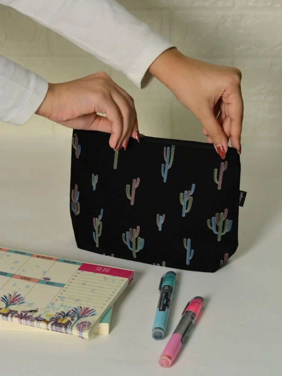 Makeup Pouch for Girls, Canvas Cosmetic Pouch | CactiVerse