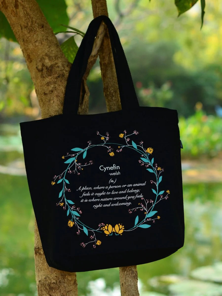 Cynefin | Large Canvas Tote Bag for Women, Tote Handbags for Women with Zipper & Inner Pocket for College, Shopping, Office