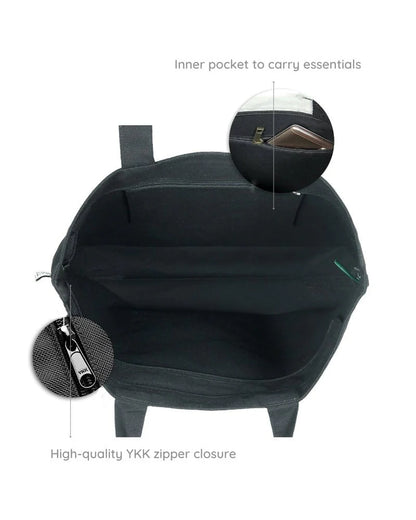 Cynefin | Large Canvas Tote Bag for Women, Tote Handbags for Women with Zipper & Inner Pocket for College, Shopping, Office