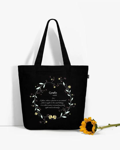 Cynefin | Large Canvas Tote Bag for Women, Tote Handbags for Women with Zipper & Inner Pocket for College, Shopping, Office