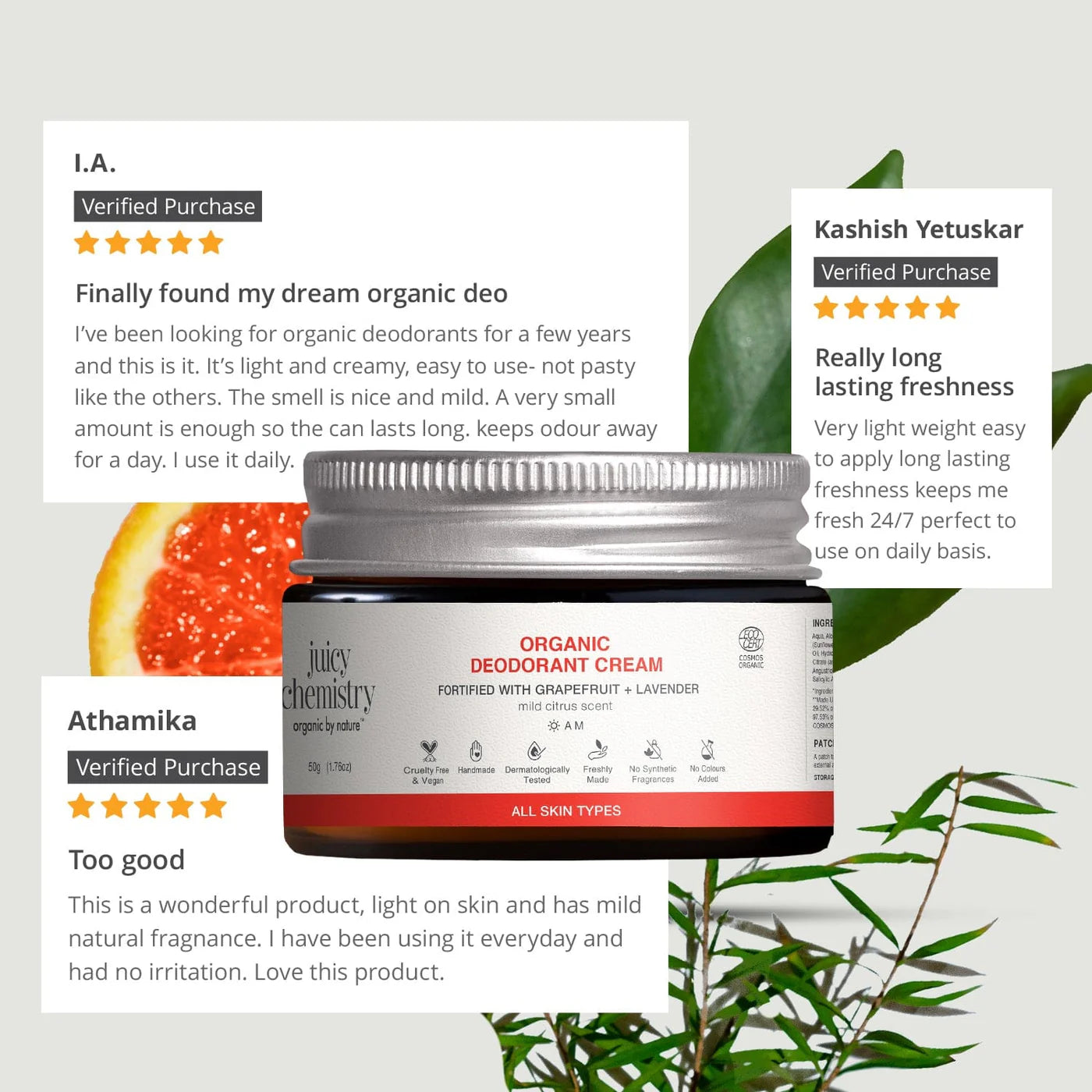 Juicy Chemistry Blood Orange & Geranium Organic Deodorant Jar