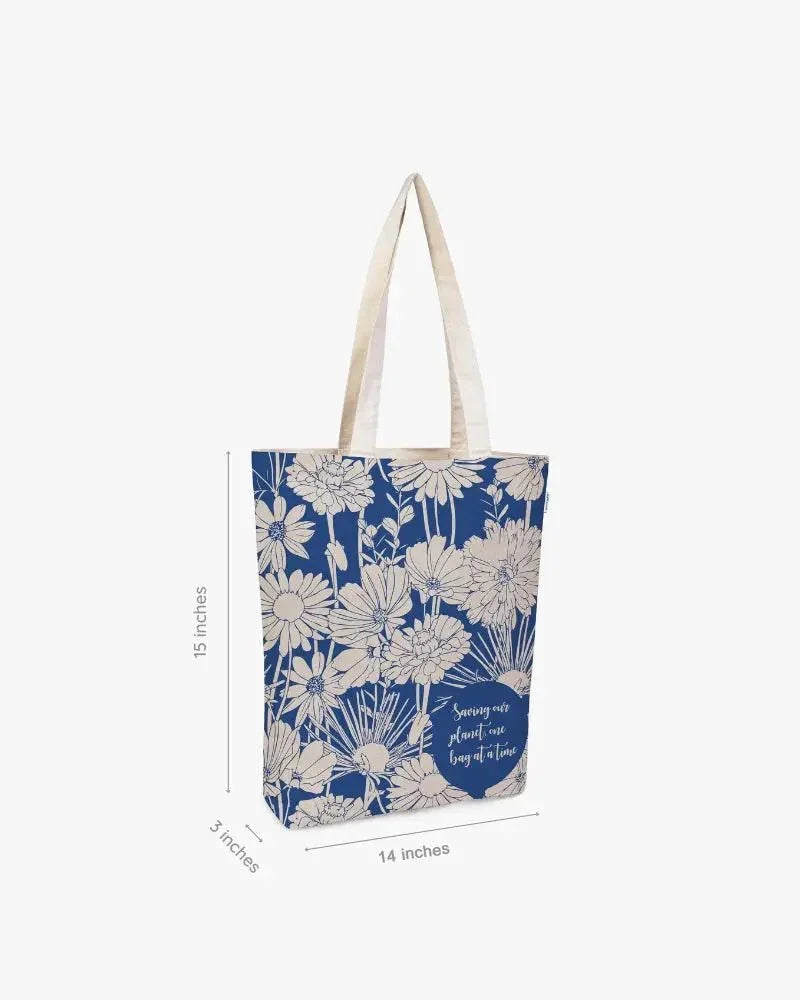 Flowers | Canvas Tote Bags for Women, College Bag for Girls, 100% Organic Cotton Tote Bag for Shopping, Travel & beach