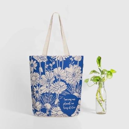 Flowers | Canvas Tote Bags for Women, College Bag for Girls, 100% Organic Cotton Tote Bag for Shopping, Travel & beach