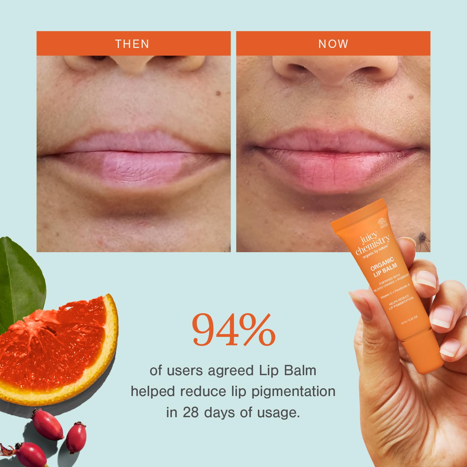 Juicy Chemistry organic blood orange rosehip lip balm
