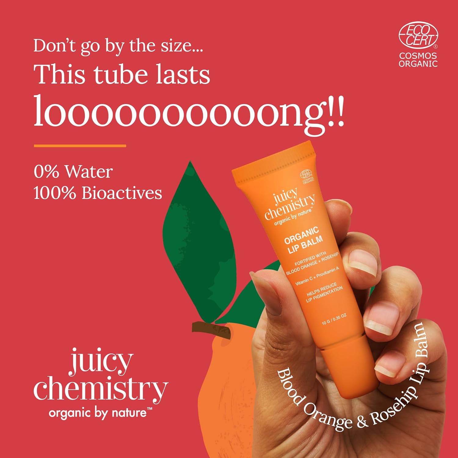 Juicy Chemistry organic blood orange rosehip lip balm