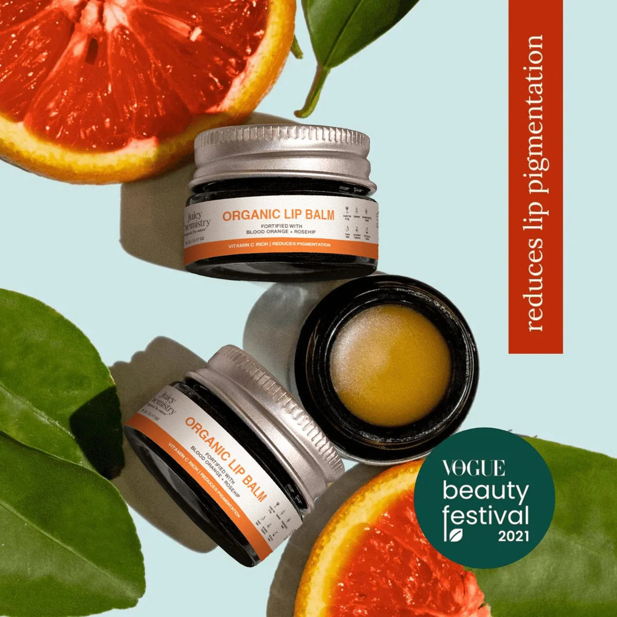 Juicy Chemistry organic blood orange rosehip lip balm