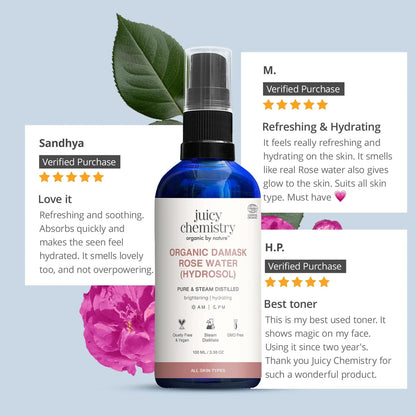 Juicy Chemistry Organic Rose Water Hydrosol 200ml face toner