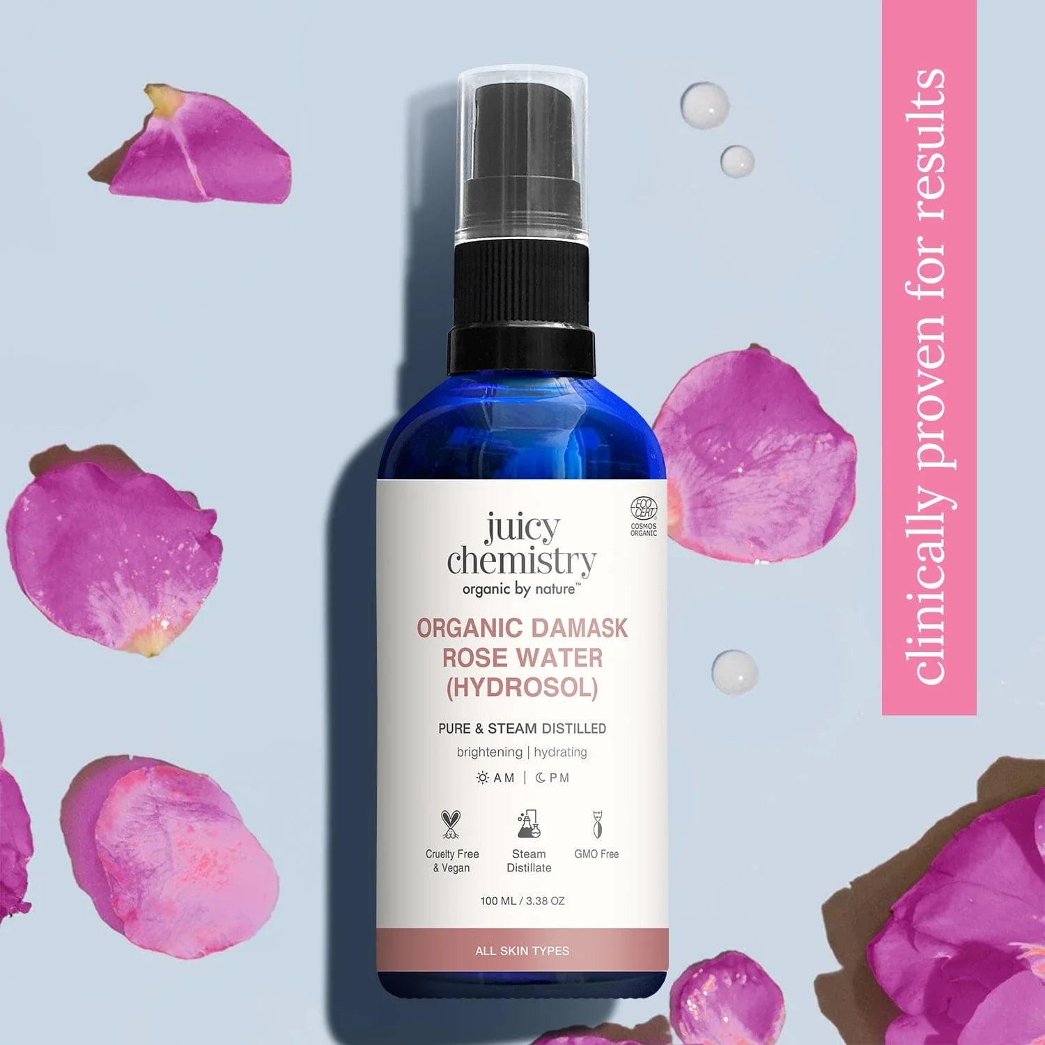Juicy Chemistry Organic Rose Water Hydrosol 50ml facial toner