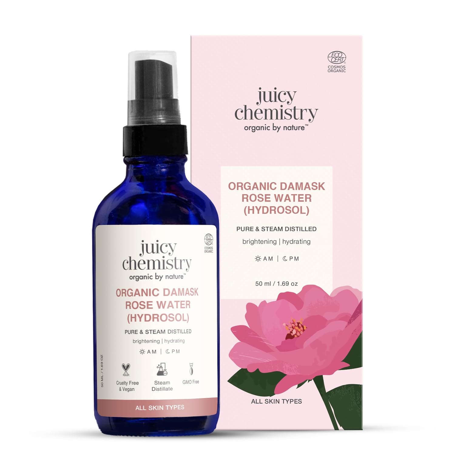 Juicy Chemistry Organic Rose Water Hydrosol 50ml facial toner