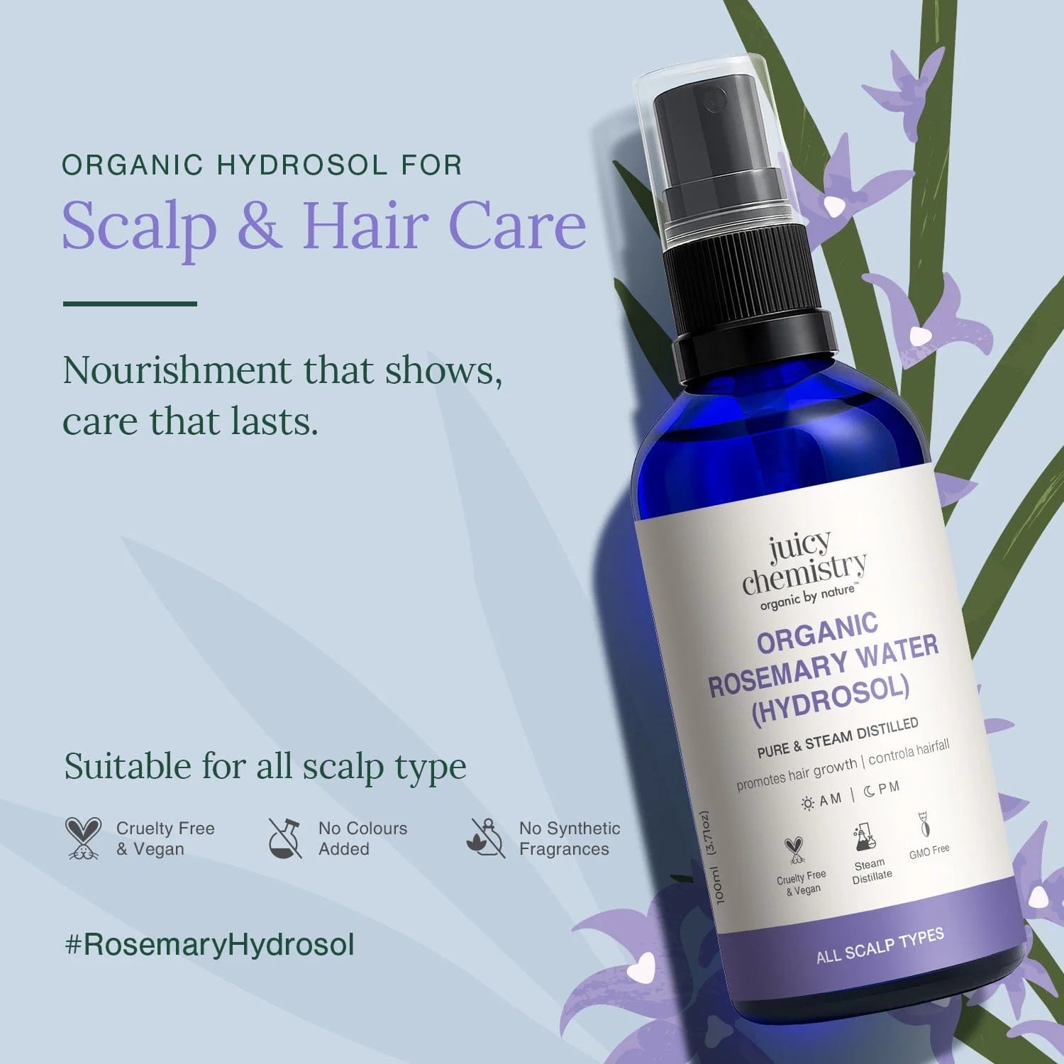 Juicy Chemistry organic rosemary water hydrosol 100ml Singapore