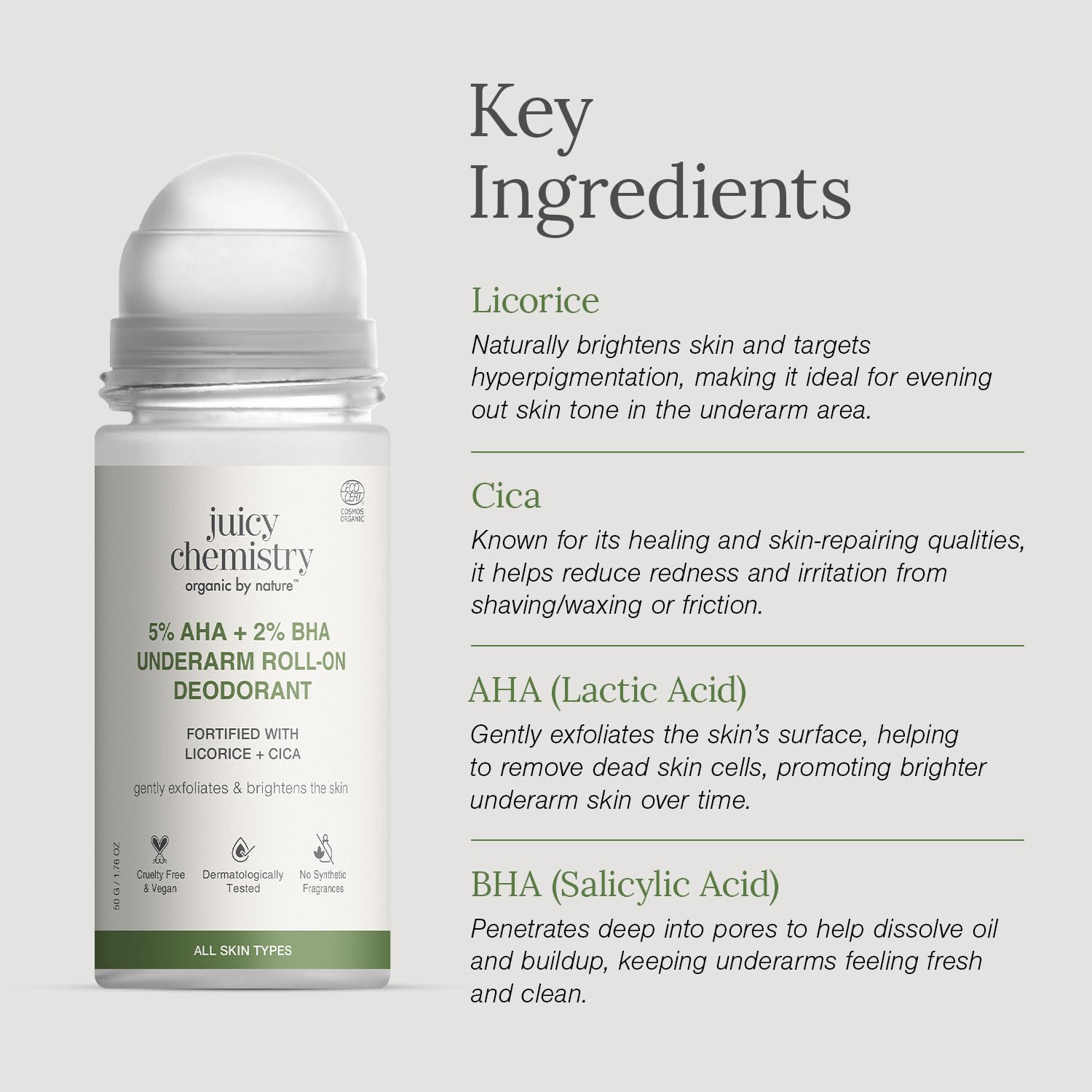 Juicy Chemistry licorice and cica organic deodorant Singapore