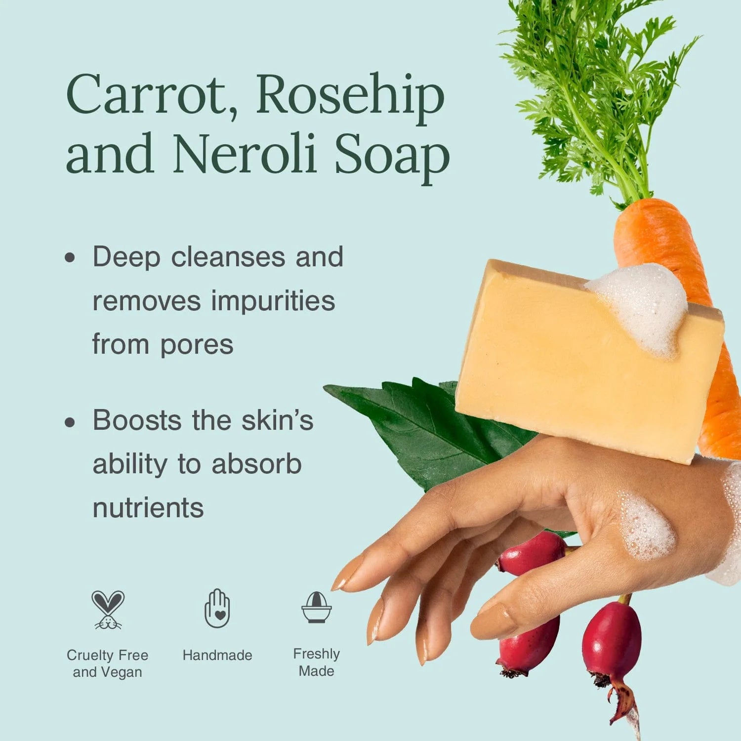 Juicy Chemistry carrot and rosehip organic soap Singapore