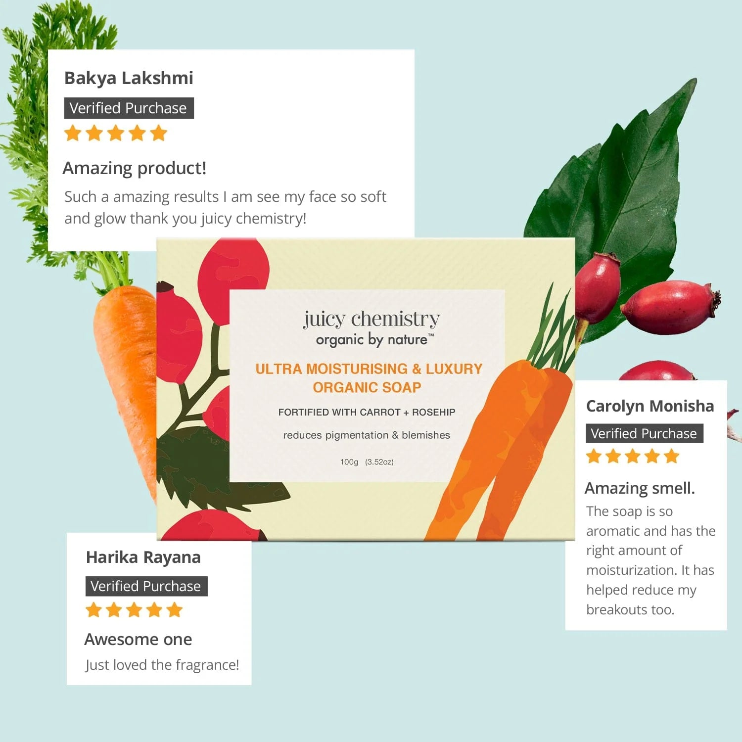 Juicy Chemistry carrot and rosehip organic soap Singapore