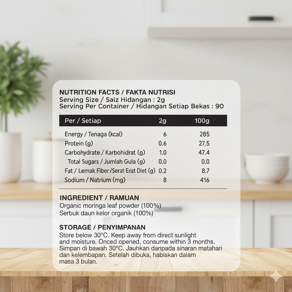 ORGANIC MORINGA LEAF POWDER 180GM