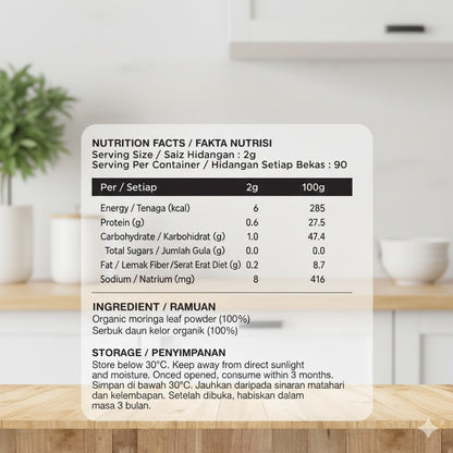 ORGANIC MORINGA LEAF POWDER 180GM