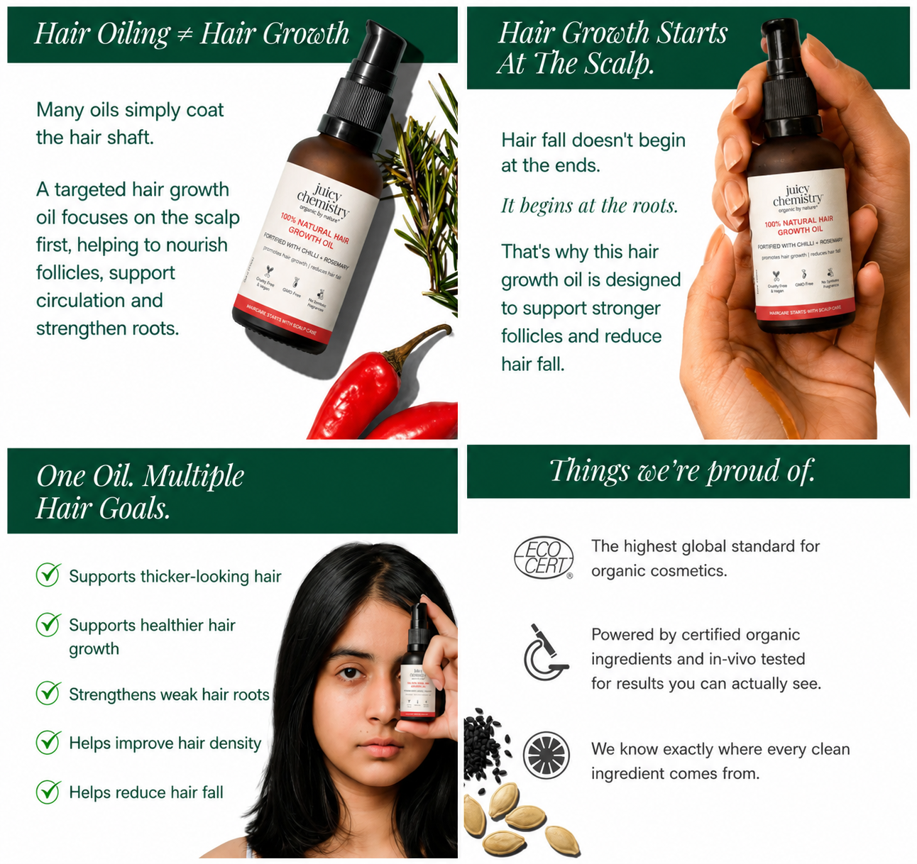 100% Natural Hair Growth Oil with Chilli + Rosemary