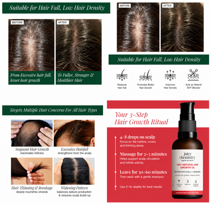 100% Natural Hair Growth Oil with Chilli + Rosemary