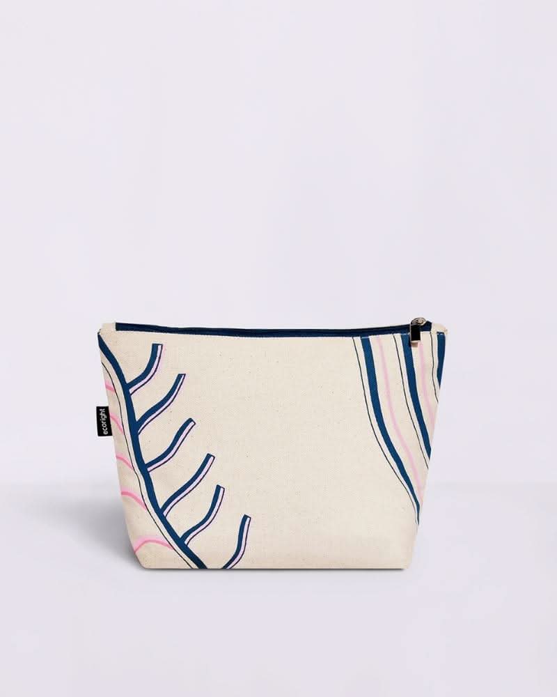 Makeup Pouch for Girls, Canvas Cosmetic Pouch | Rear Leaf