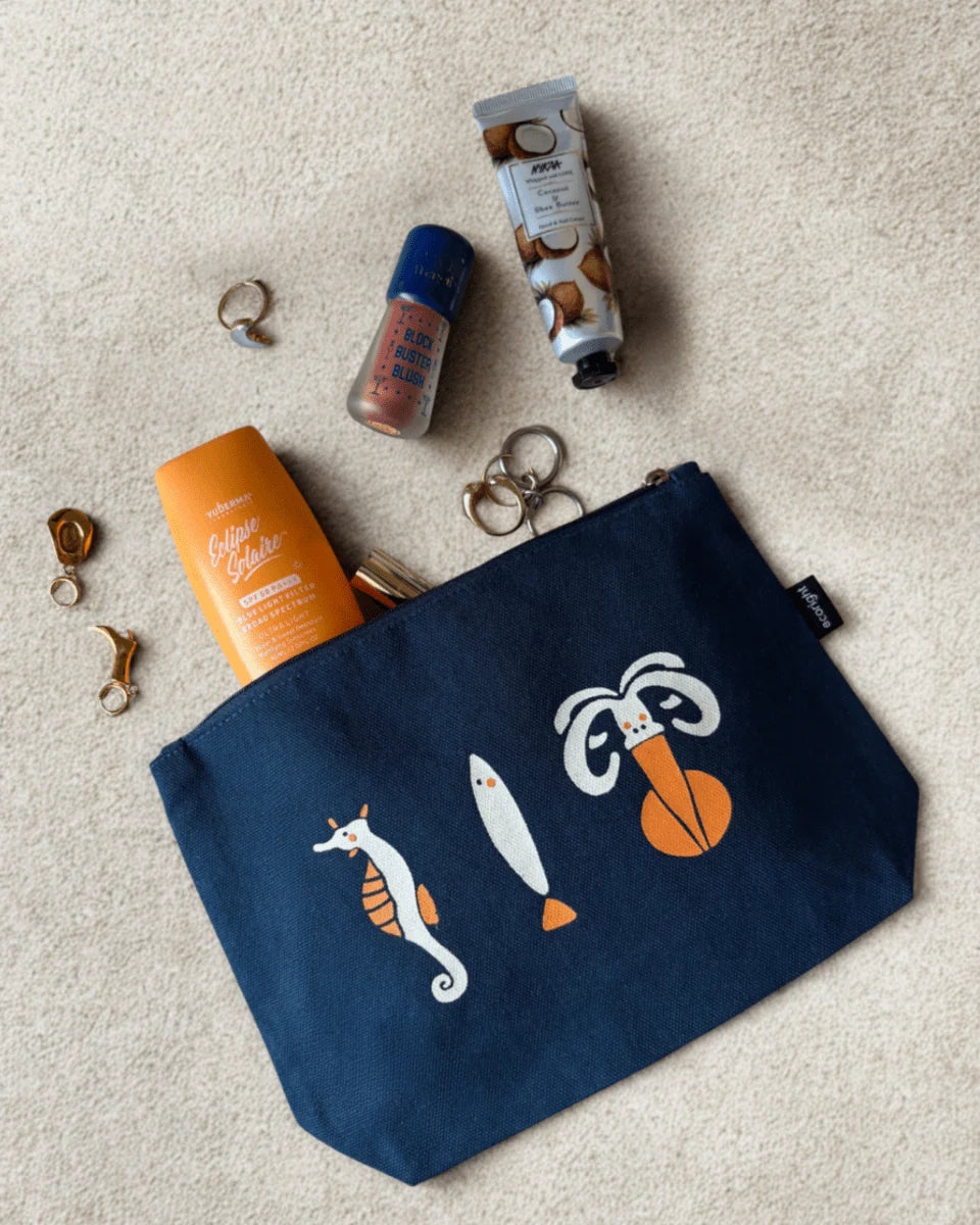 Makeup Pouch for Girls, Canvas Cosmetic Pouch | Saltwater