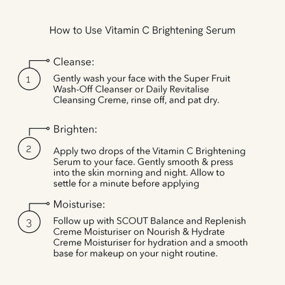 SCOUT Organic Active Beauty Vitamin C Brightening & Lightening Face Serum With Kakadu Plum, Turmeric & Rosehip