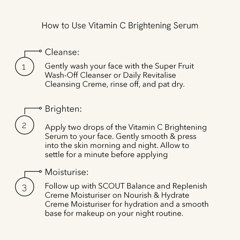 SCOUT Organic Active Beauty Vitamin C Brightening & Lightening Face Serum With Kakadu Plum, Turmeric & Rosehip