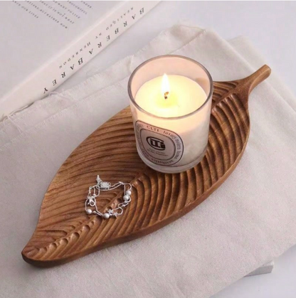 1pc Leaf Tray, Wooden Tray, Serving Tray, Tea Tray Great For Holding Snacks, Dry Fruits, Fruits, Desserts