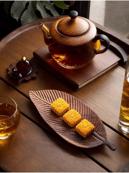 1pc Leaf Tray, Wooden Tray, Serving Tray, Tea Tray Great For Holding Snacks, Dry Fruits, Fruits, Desserts