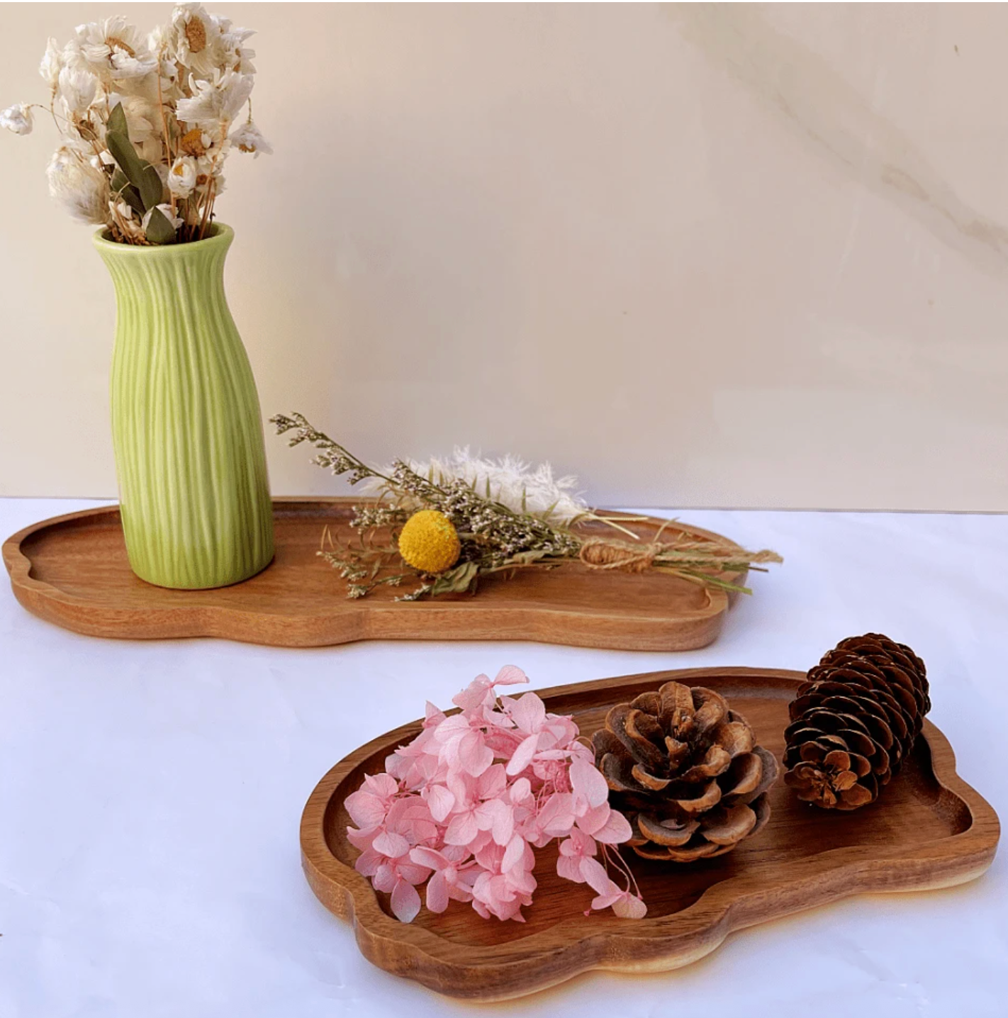 1pc Cloud-Shaped Solid Wood Food Tray, Suitable For Coffee, Milk, Breakfast, Afternoon Tea, Baked Goods