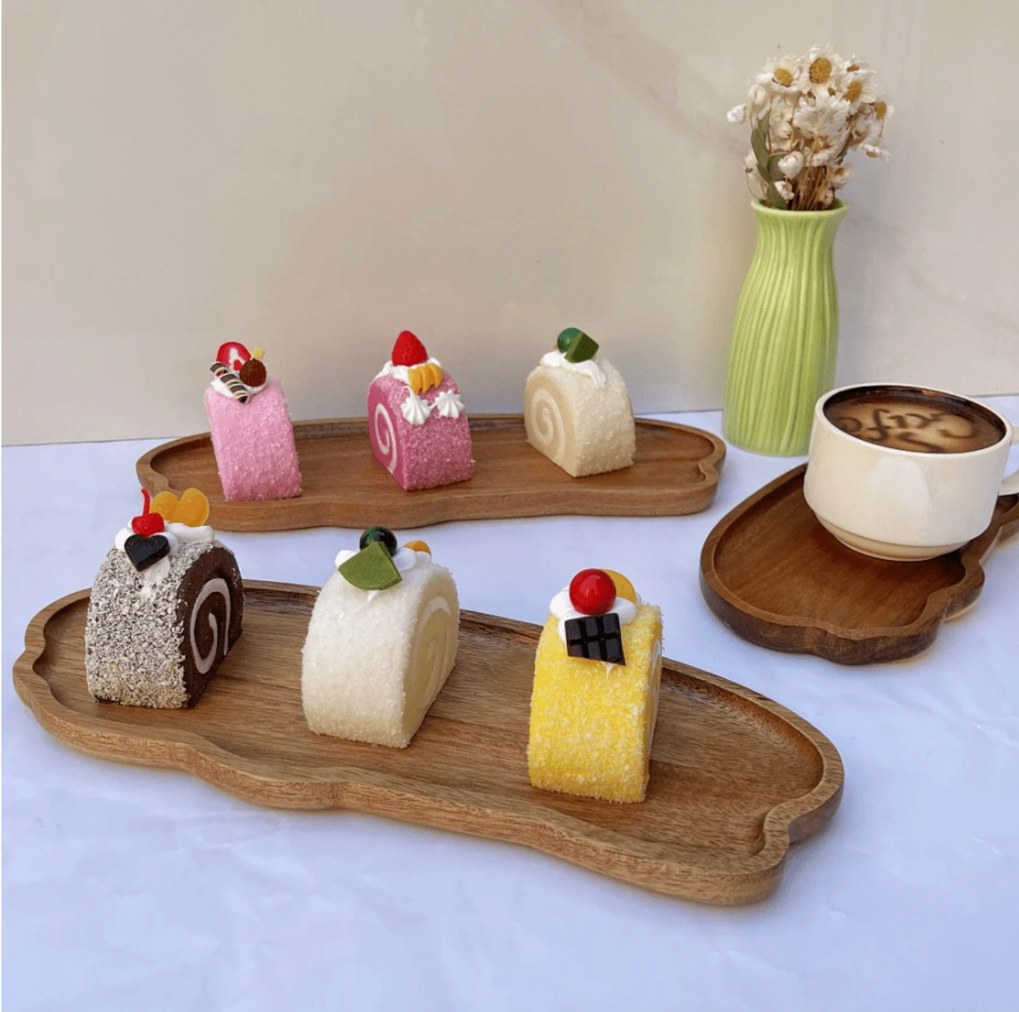 1pc Cloud-Shaped Solid Wood Food Tray, Suitable For Coffee, Milk, Breakfast, Afternoon Tea, Baked Goods