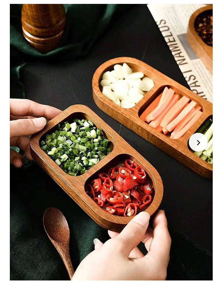 Wood Oval Tray With 2/3/4 Compartments