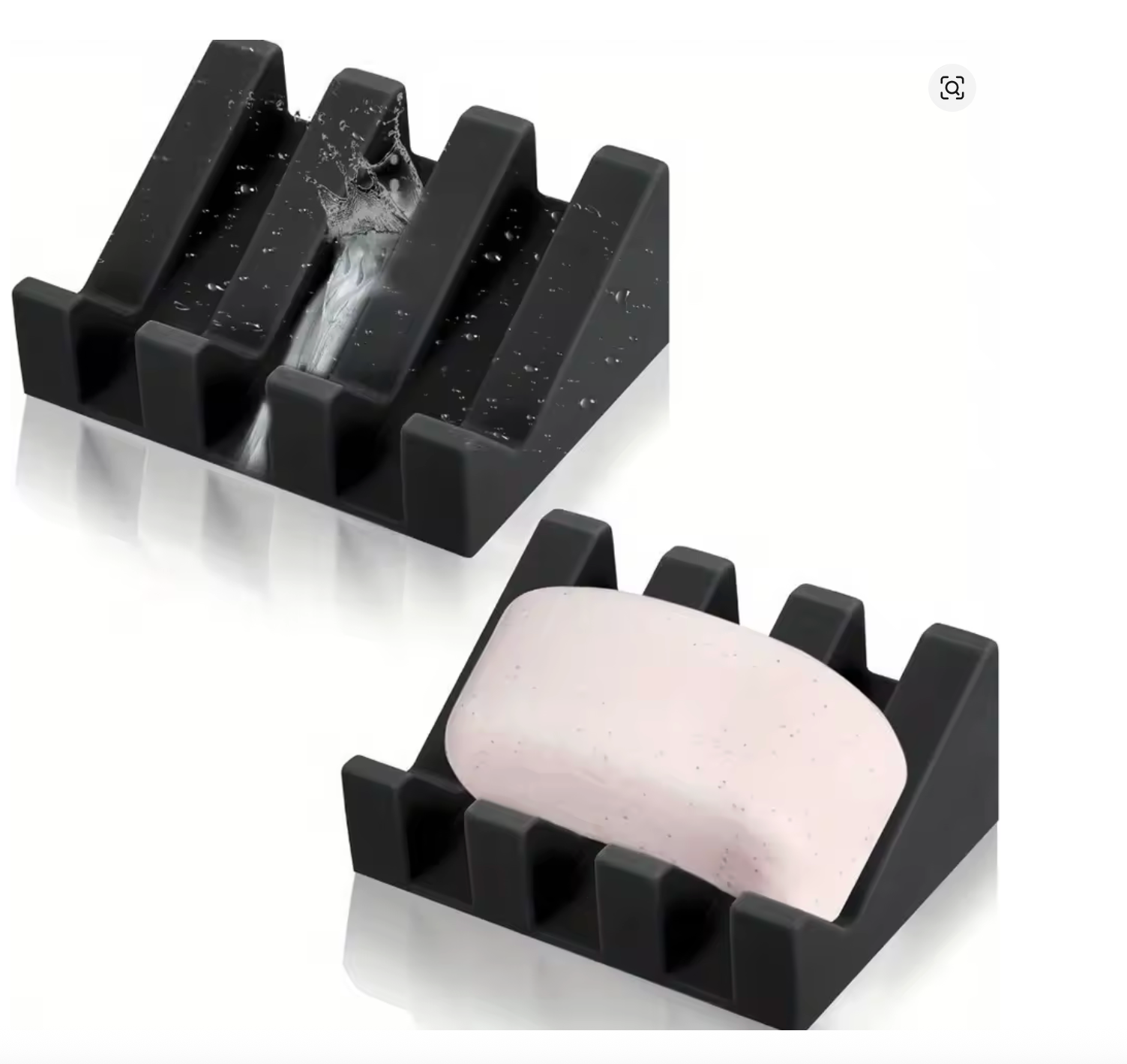 Silicone Self-Draining Soap Dishes with Waterfall Design – Rectangular Soap Holder Trays with Drainage