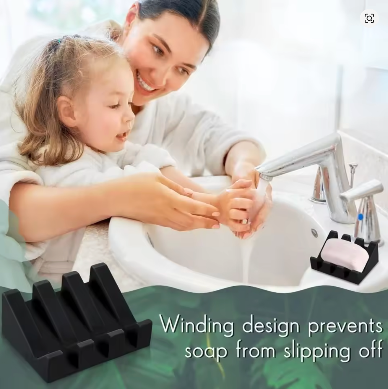 Silicone Self-Draining Soap Dishes with Waterfall Design – Rectangular Soap Holder Trays with Drainage