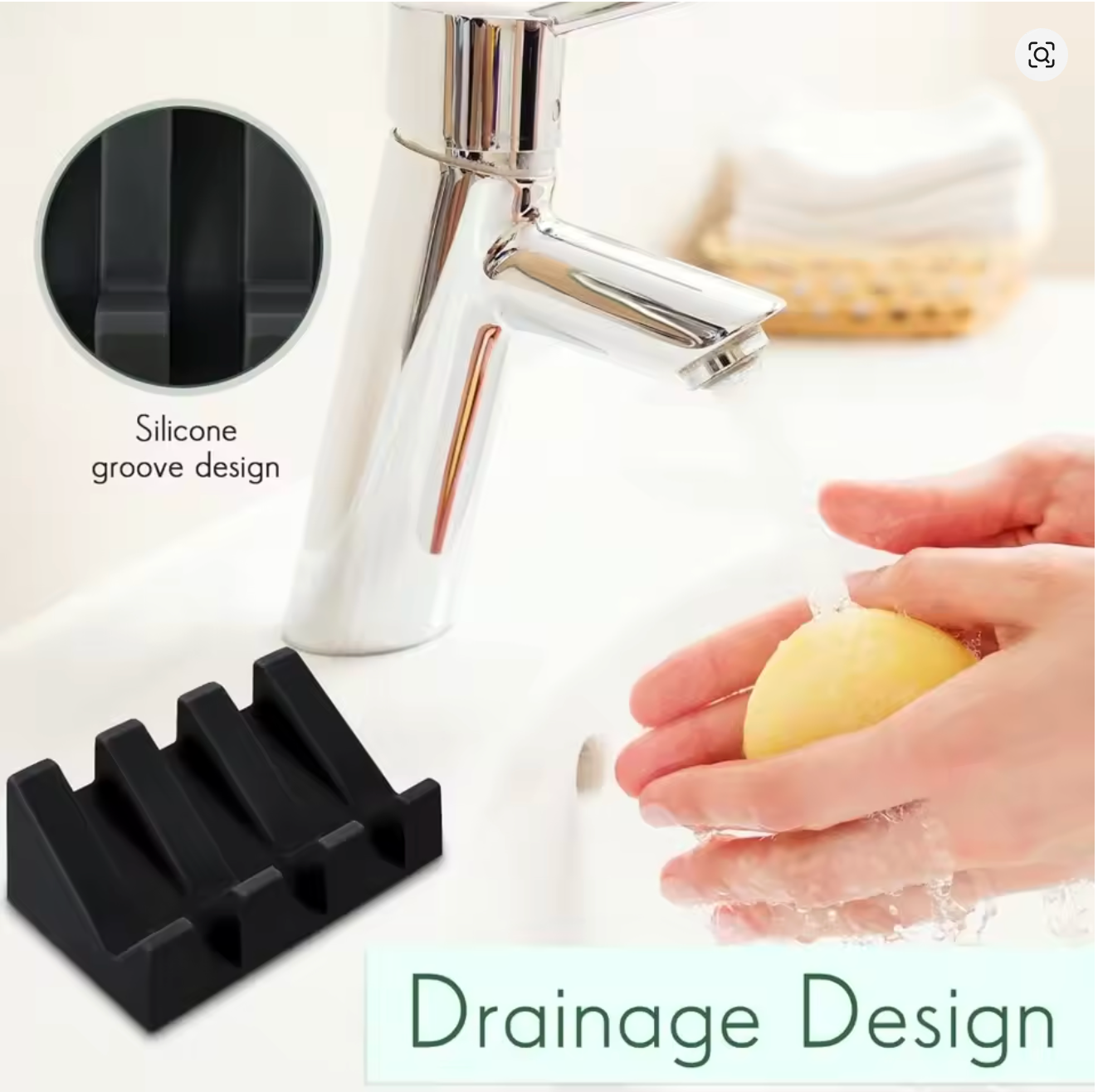 Silicone Self-Draining Soap Dishes with Waterfall Design – Rectangular Soap Holder Trays with Drainage