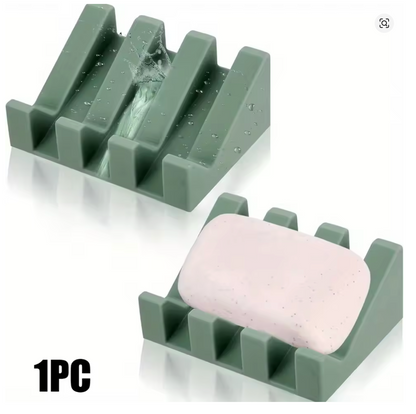 Silicone Self-Draining Soap Dishes with Waterfall Design – Rectangular Soap Holder Trays with Drainage