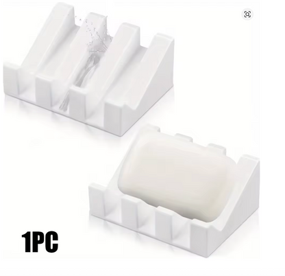 Silicone Self-Draining Soap Dishes with Waterfall Design – Rectangular Soap Holder Trays with Drainage