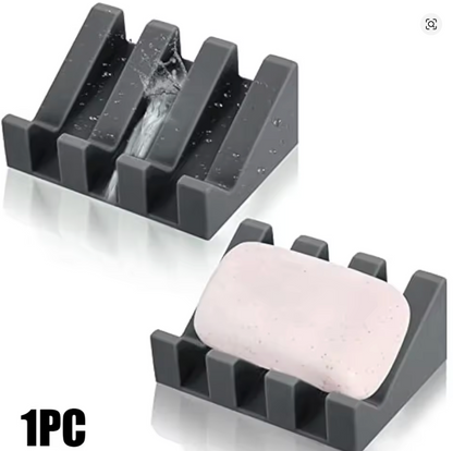 Silicone Self-Draining Soap Dishes with Waterfall Design – Rectangular Soap Holder Trays with Drainage