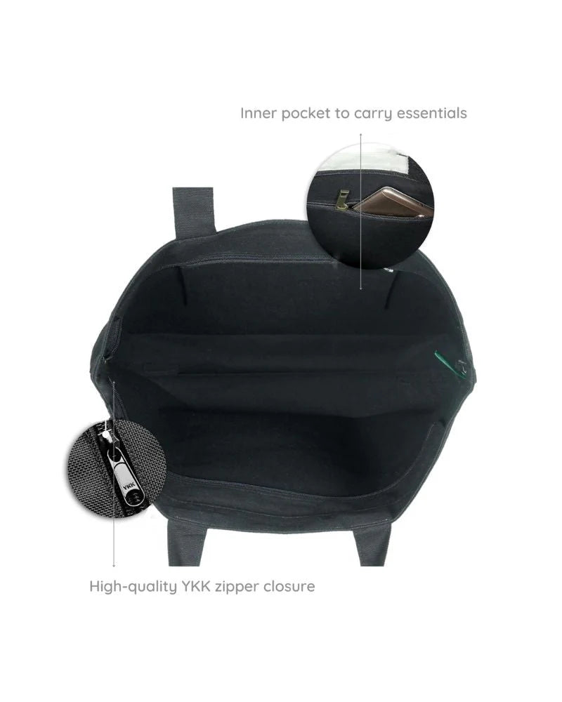 Vitamin Sea | Large Canvas Tote Bag for Women, Tote Handbags for Women with Zipper & Inner Pocket for College, Shopping, Office