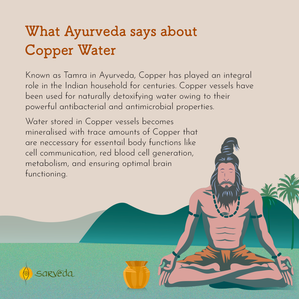 7 Chakras Pure Copper Water Bottle with Handle (1L)